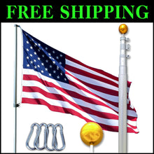 Load image into Gallery viewer, No Rust 20-Foot Telescoping Flagpole Kit - Complete with USA Flags and Hardware