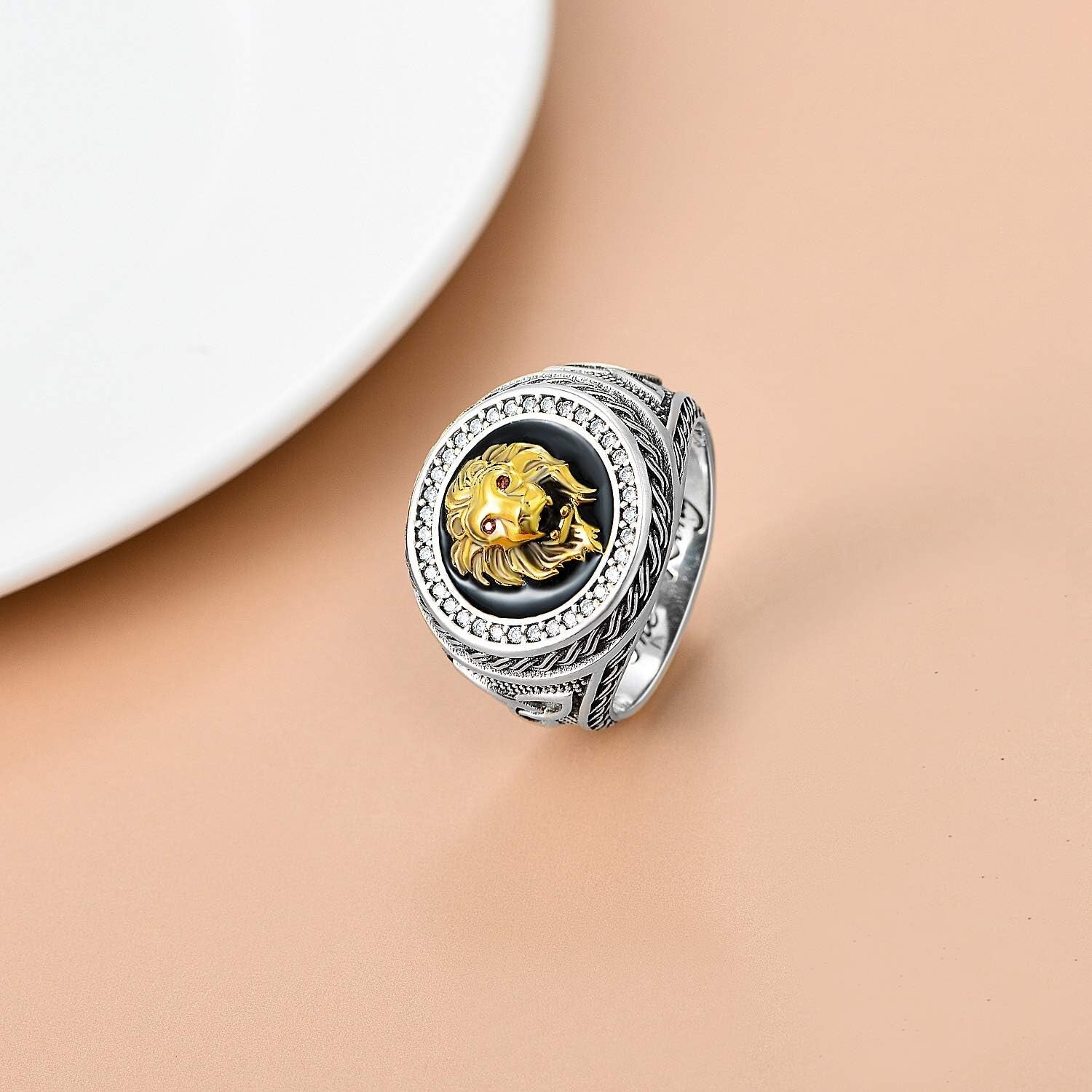 Exquisite Lion Head Ring in 925 Silver for Men - Graduation and Birthday Gift