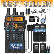 Load image into Gallery viewer, High Power UV-5R Handheld Radio: 8W Transmission, USB Charging + Earpiece Bundle