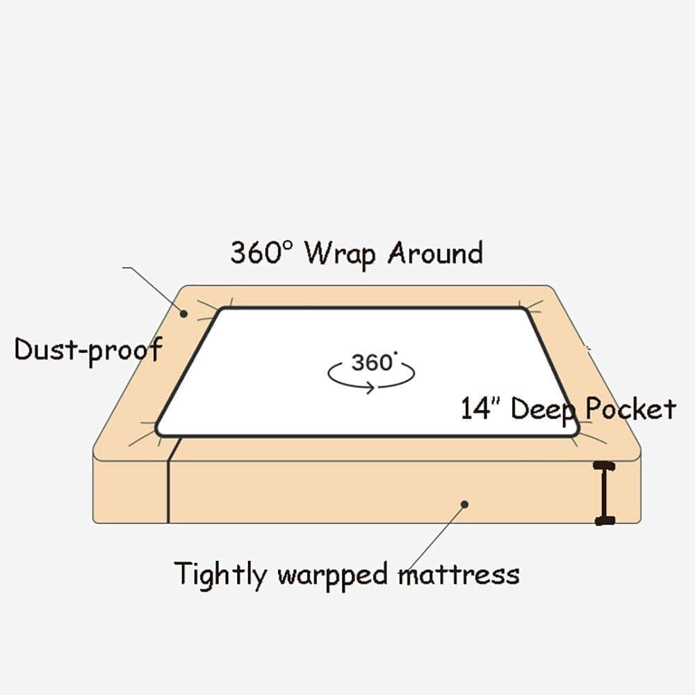 Durable Queen Linen Fitted Sheet - 14" Deep Pocket for Secure Fit - White