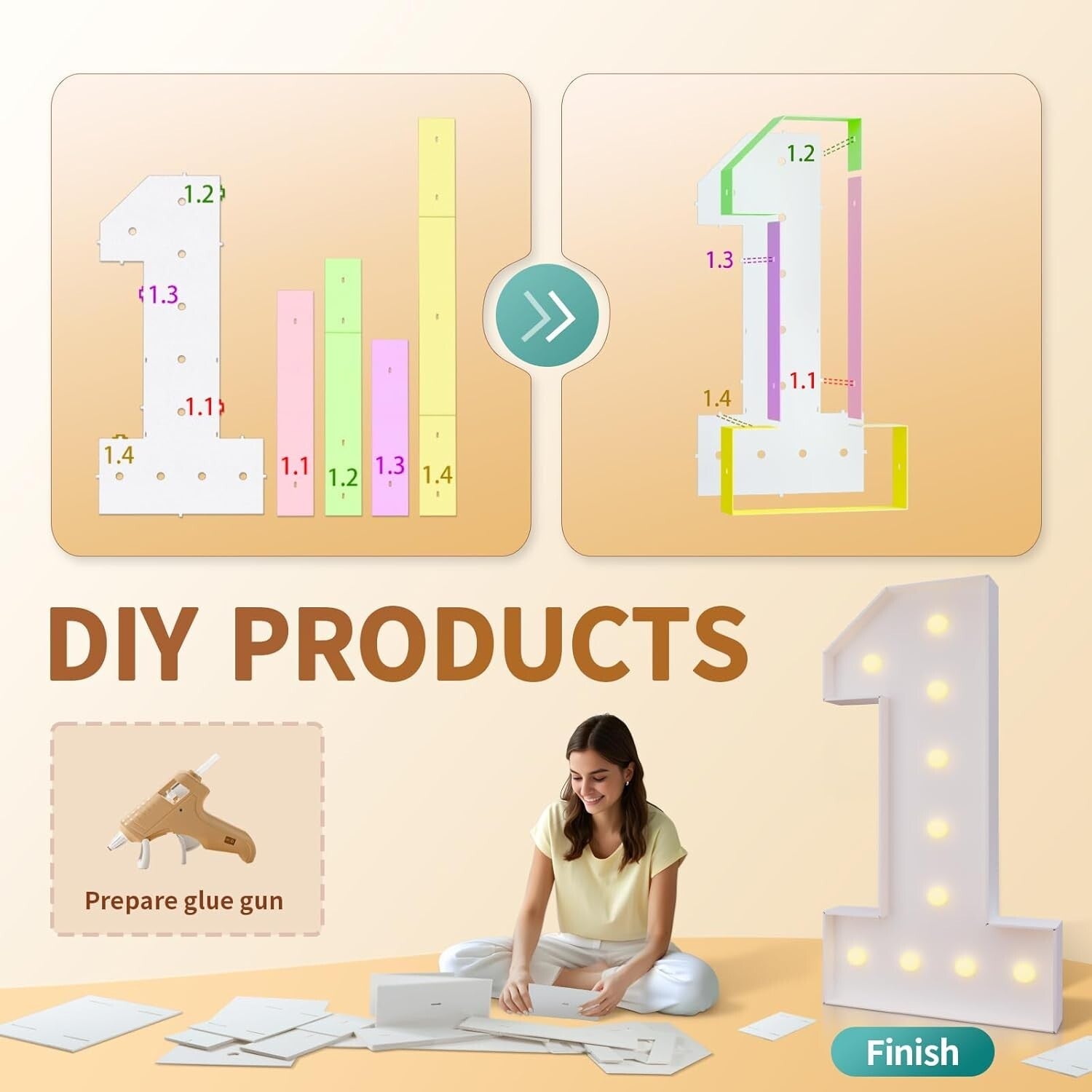 Customizable 4FT Light Up Letters Kit for Birthdays & Anniversaries – Easy Setup