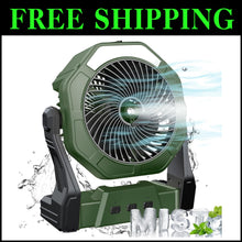 Load image into Gallery viewer, Durable Portable Misting Fan with Three Speeds &amp; LED Light - Ideal for Outdoors