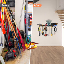 Load image into Gallery viewer, Space-Saving 48-Inch Garden Tool Rack with Heavy Duty Hooks - Durable Design