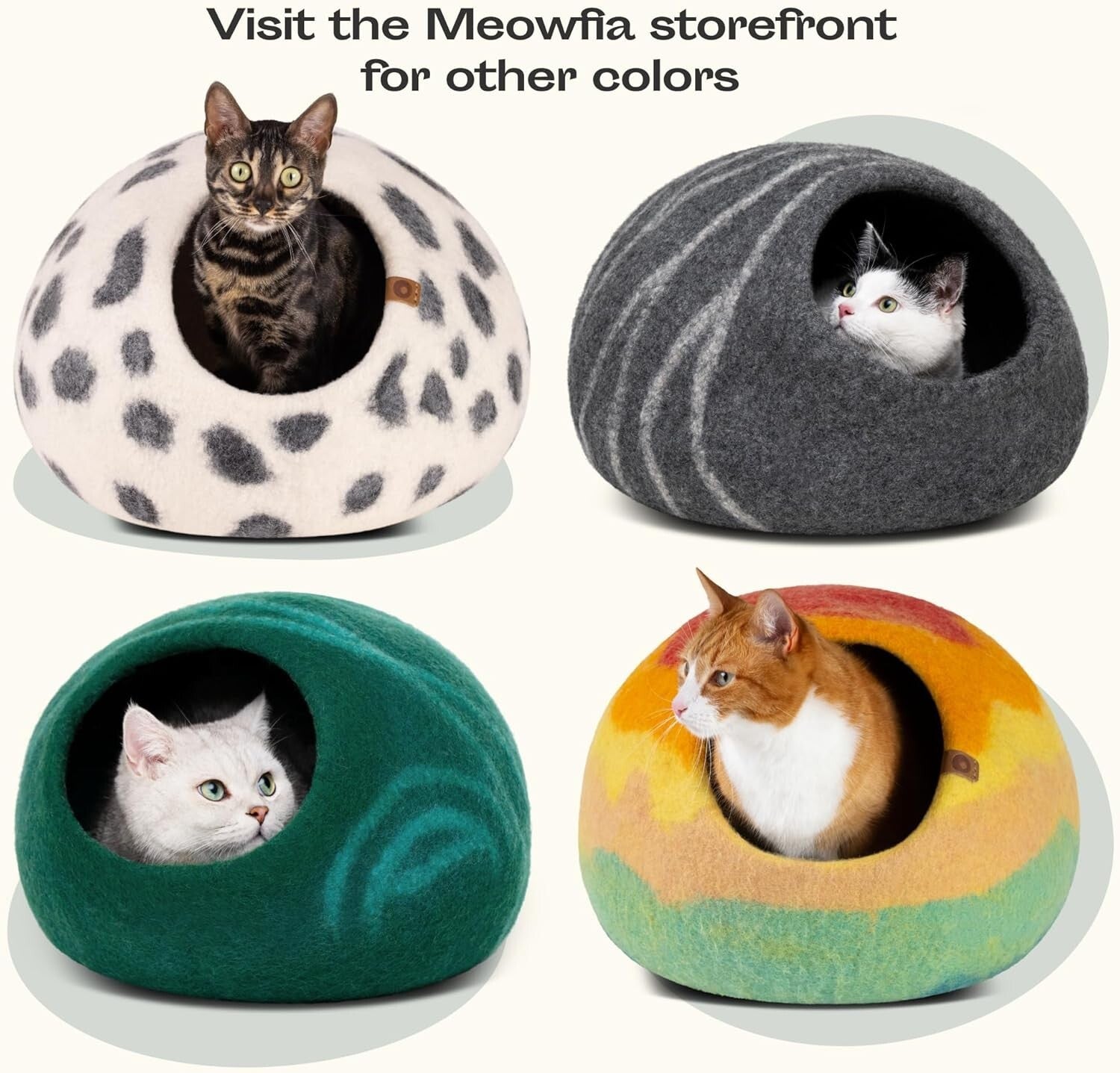 Sleek Dual-Use Cat Cave - 100% Wool Hideaway and Sleep Space for Indoor Cats