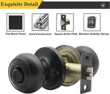 Load image into Gallery viewer, Elegant Stainless Steel Privacy Door Knobs - 8 Pack Keyless for Interior Use