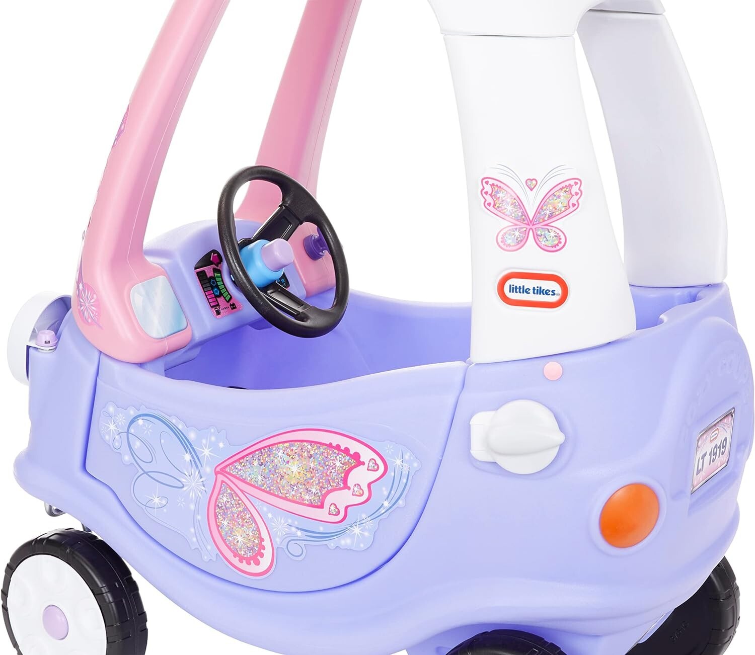 Children's Fairy Cozy Coupe with 360-Degree Front Wheels - Imaginative Ride-On