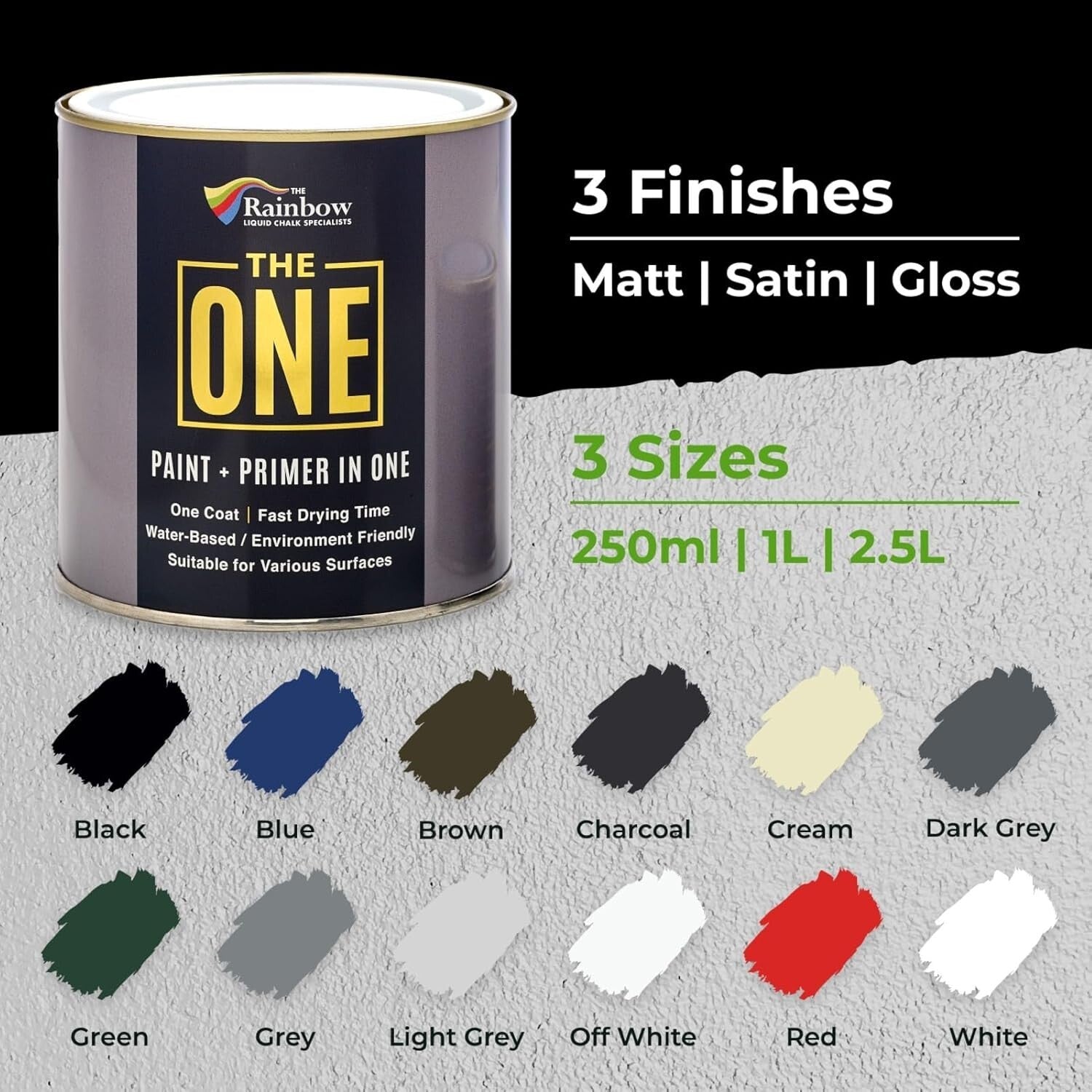 All-in-One 2.5L Paint & Primer - Durable Matte Black for Indoor & Outdoor Use