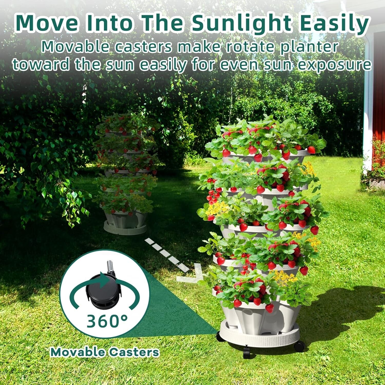 5-Tier Stackable Vertical Planter with Wheels - Indoor & Outdoor Garden Solution