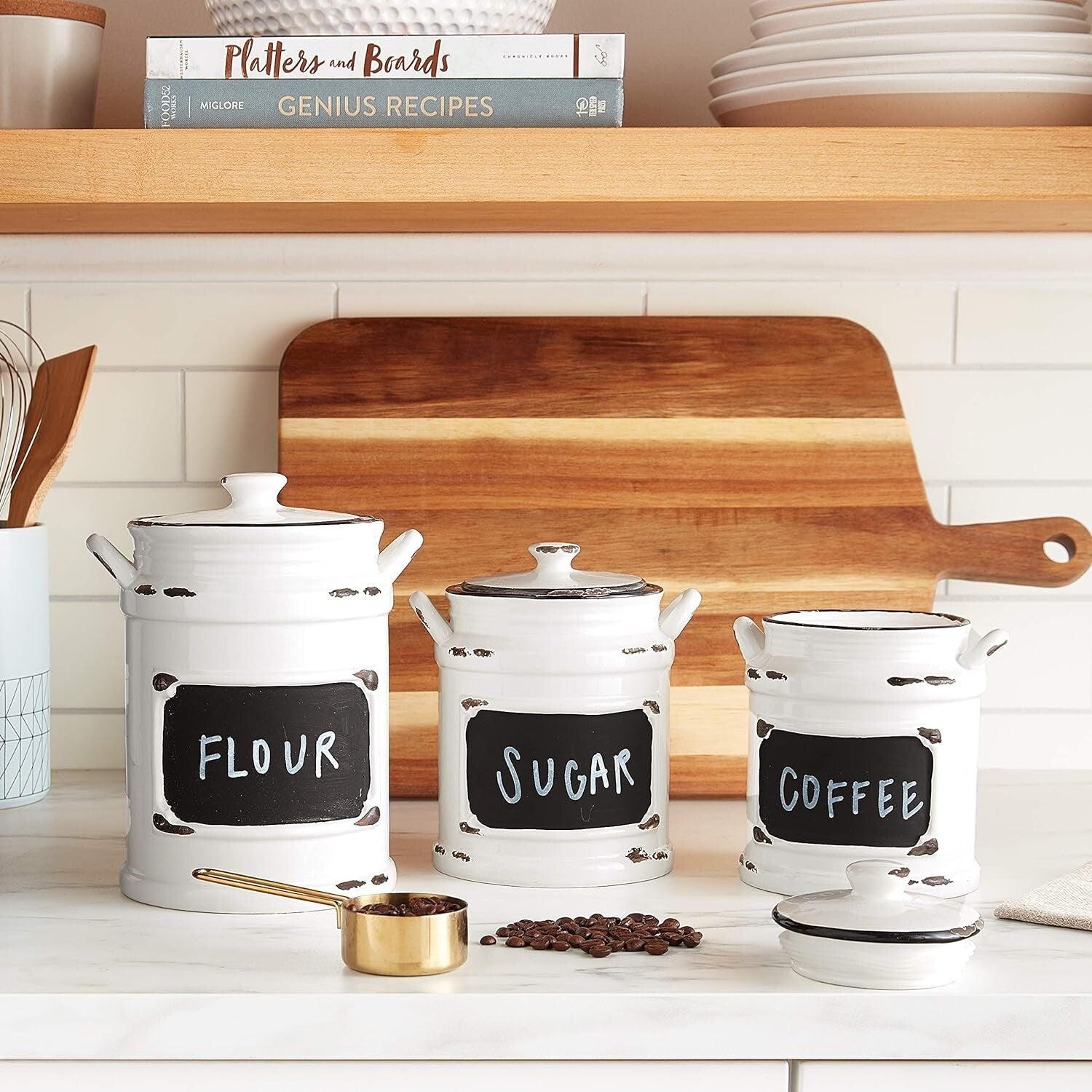 Stylish 3-Piece Ceramic Jar Set with Rubber Seal Lids for Kitchen Organization