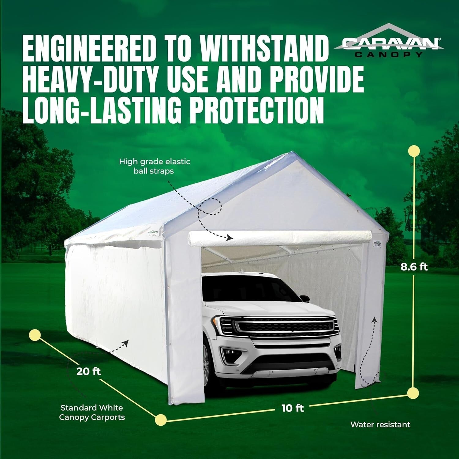 10x20 Waterproof Canopy Tent Sidewalls for Domain Carport with Elastic Straps
