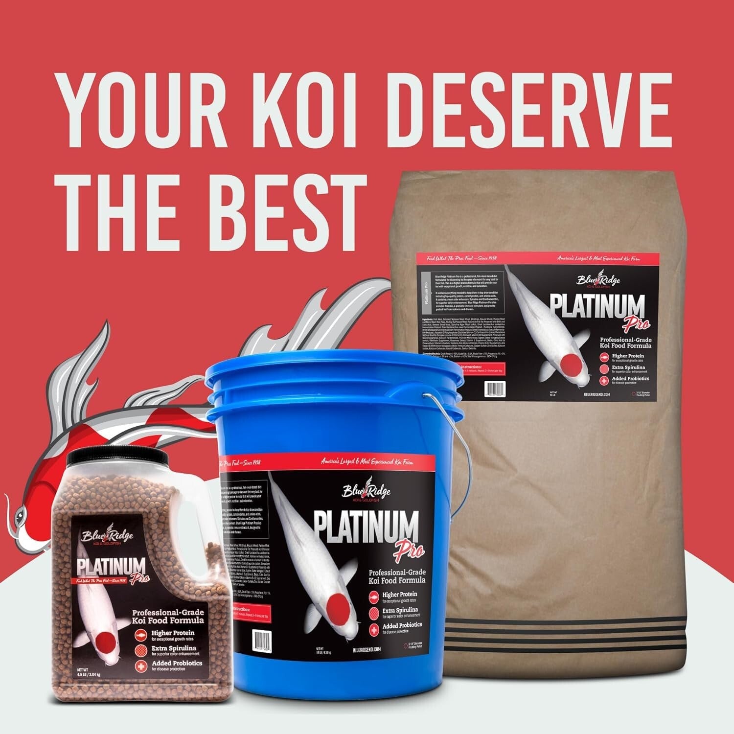 Blue Ridge Koi Food 4.5lbs - Proven Color Enhancer & Easy Digestible Pellets