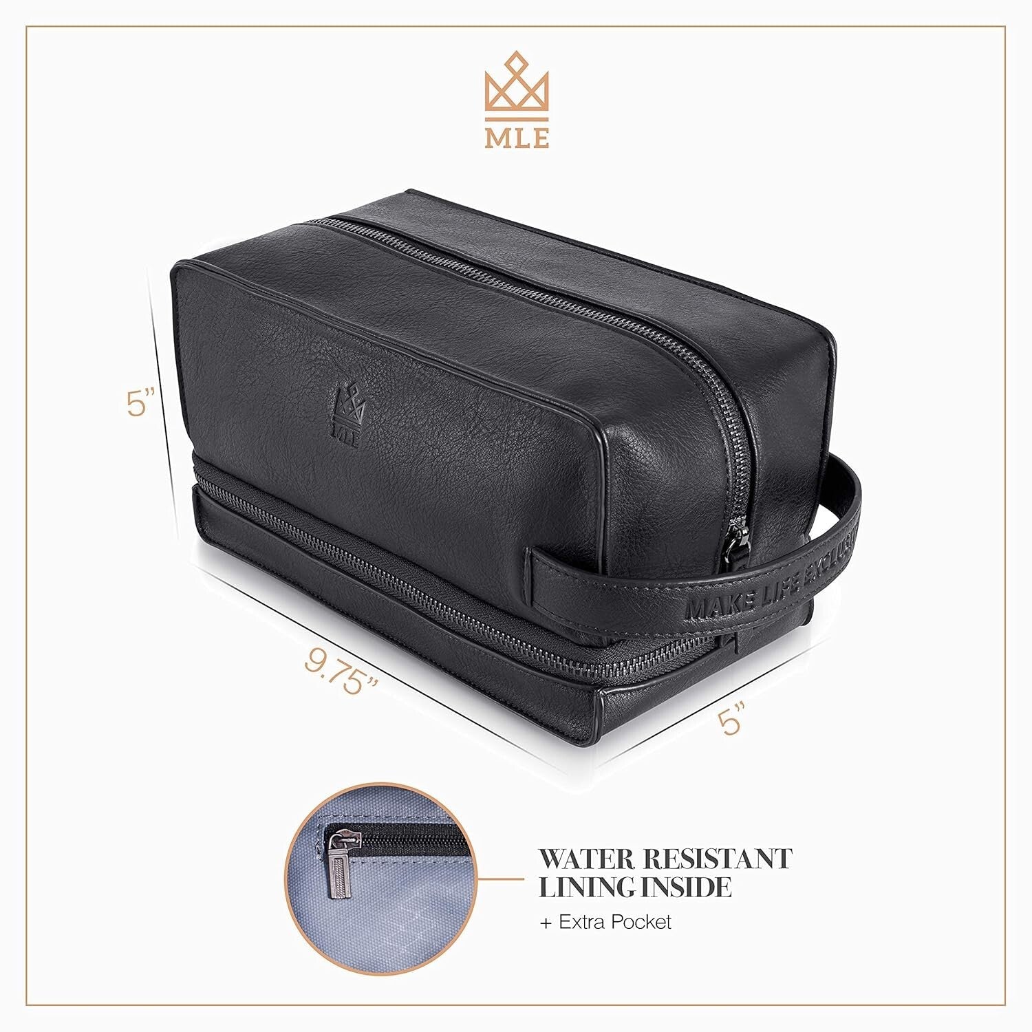 Premium Black Leather Toiletry Bag for Men - Stylish Travel Companion