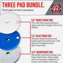 Load image into Gallery viewer, 5.5” Foam &amp; Microfiber Polisher Pad Set - Color Coded for Easy Use with Polishes
