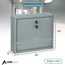 Load image into Gallery viewer, Secure Suggestion and Payment Drop Box with Keys - Wall Mounted, Gray 3x10