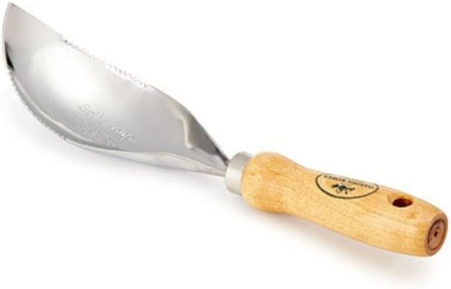 Classic Eco-Friendly Soil Scoop - 18 Gauge Stainless Steel, Ergonomic Design