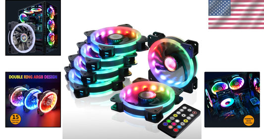 DS RGB Cooling Fans 120MM 6-Pack - Remote-Controlled for Ultimate PC Aesthetics