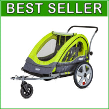Load image into Gallery viewer, Versatile 2-Passenger Bike Trailer/Stroller with Weather Canopy &amp; Safety Harness