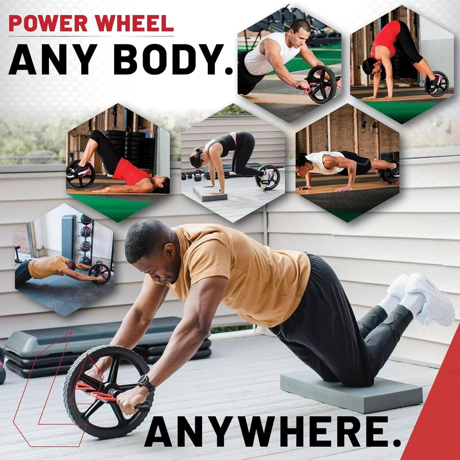 Full Body Functional Fitness Power Wheel - Strengthens Abs & All Muscle Groups