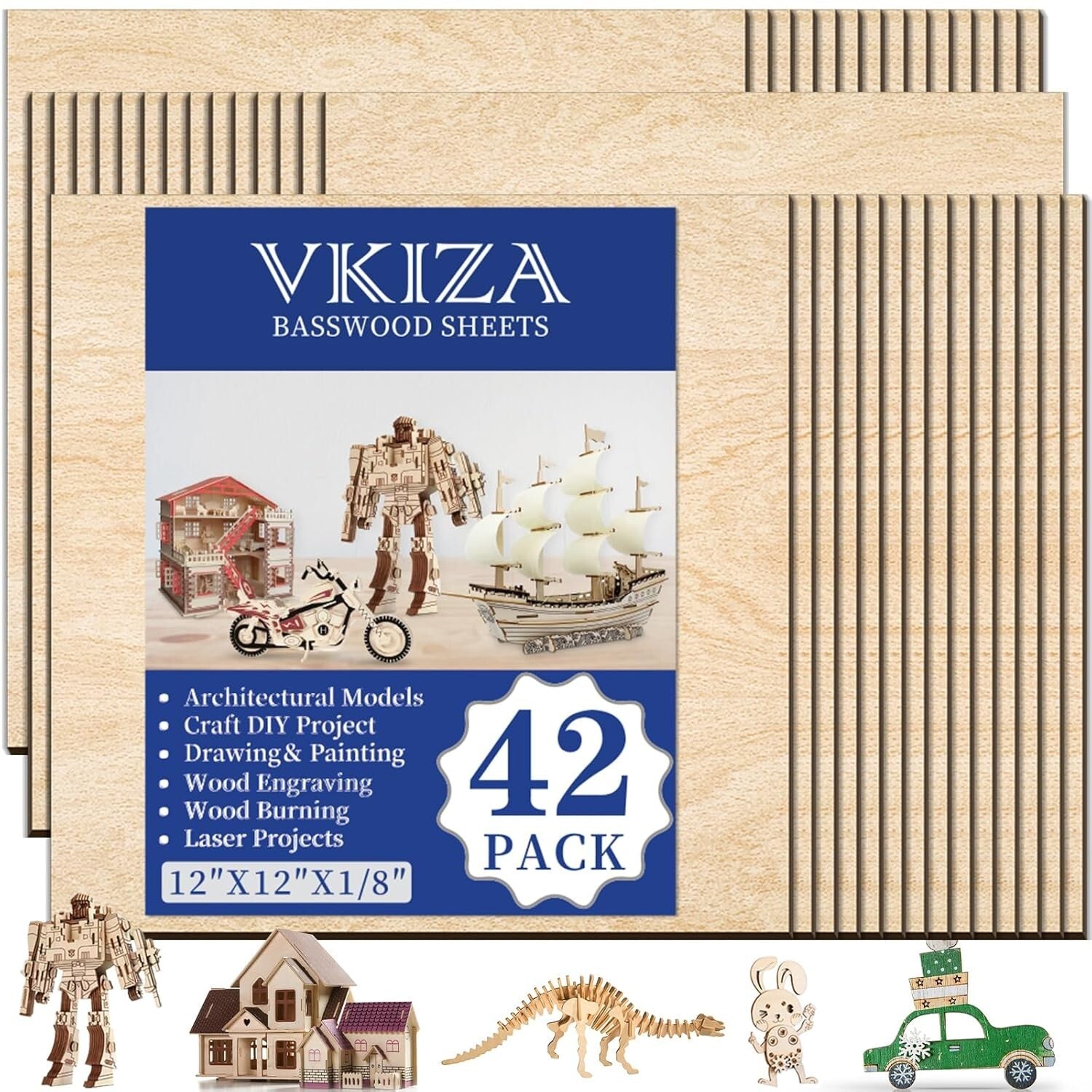 Unfinished Basswood Craft Sheets - 12"x12" - Ideal for Engraving & Model Making