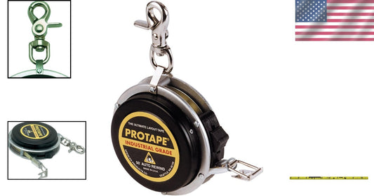 Lightweight 50' Auto-Rewind Tape Measure with Aluminum Case & Locking Brake