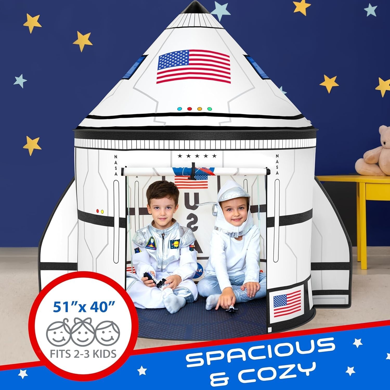 Deluxe Space Explorer Tent - LED Lights, Sounds & 3 Space Toys for Imagination
