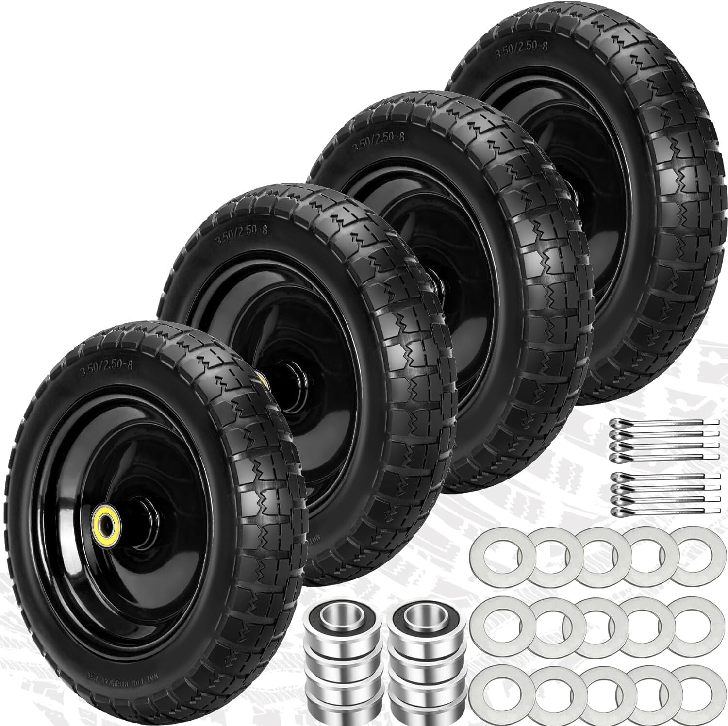 Flat-Free 13-Inch Solid Tires with Enhanced Shock Absorption for Garden Carts