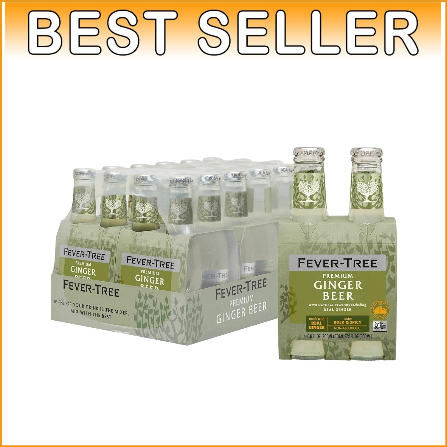 Premium Quality Ginger Beer Mixer - Natural Ingredients, Pack of 24 Bottles