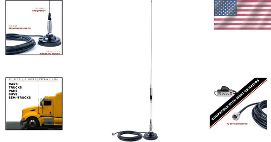 Durable 28" CB Antenna Kit with 18' RG-58A/U Cable for Hassle-Free Installation