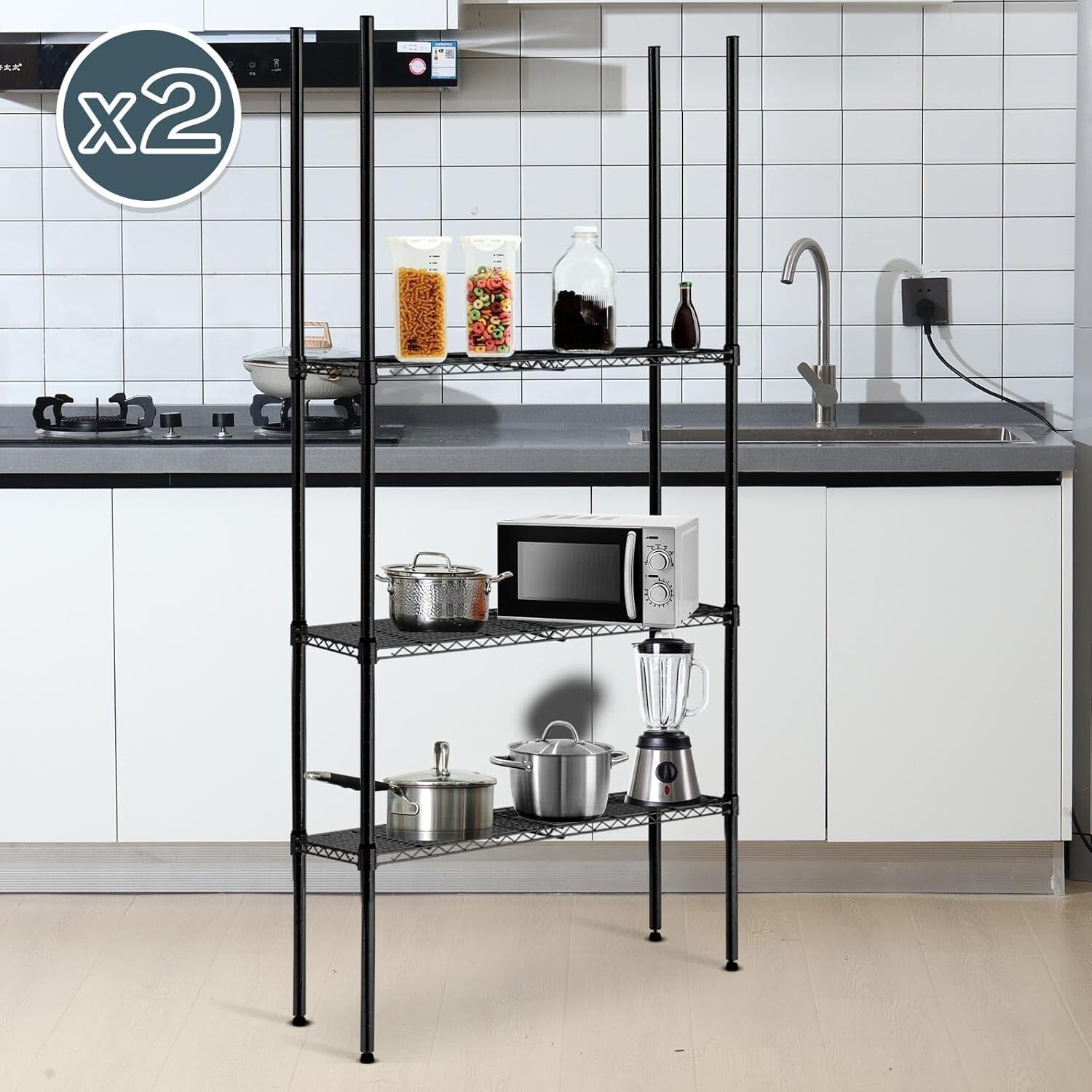 Durable 74 Inch Chrome Shelving Poles with 100 Clips for Versatile Storage