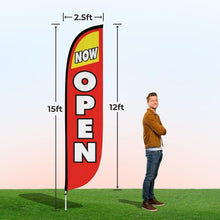 Load image into Gallery viewer, 12ft Feather Flag Kit - Bright Red &amp; Yellow Outdoor Business Promotion Banner