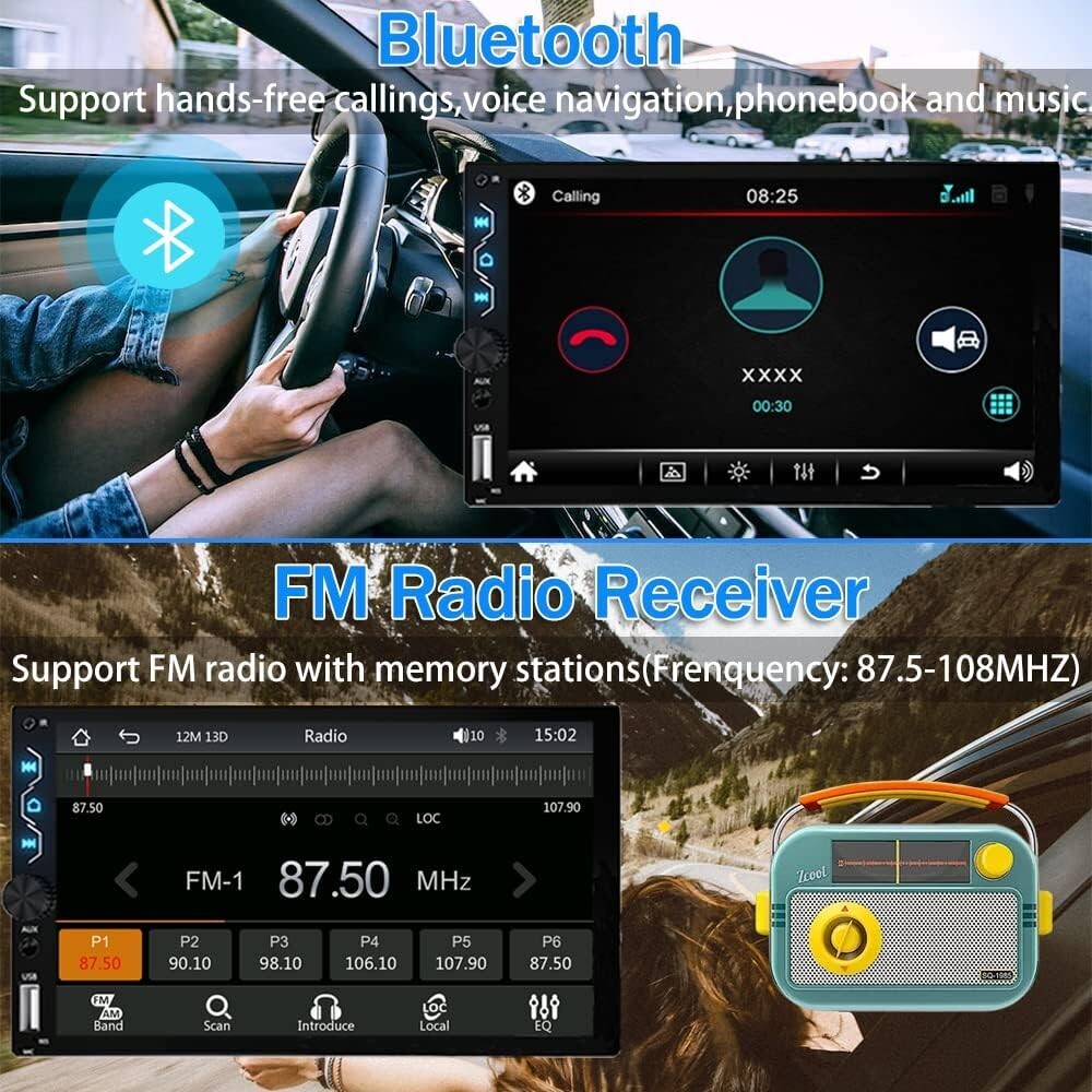 All-in-One 7-Inch Double Din Car Stereo with Dash Cam & Apple Carplay
