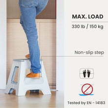 Load image into Gallery viewer, Gray Foldable Step Stool - Lightweight, Safe, Supports 330 lbs for Home Use