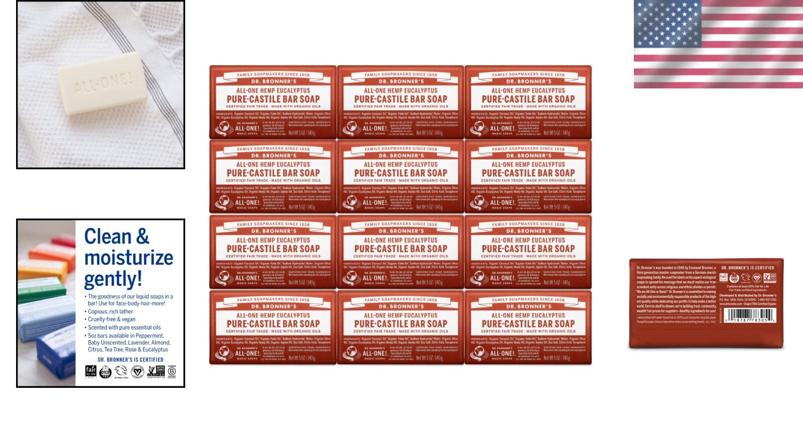 Organic 12-Pack Eucalyptus Bar Soap - Vegan, Cruelty-Free & Richly Moisturizing