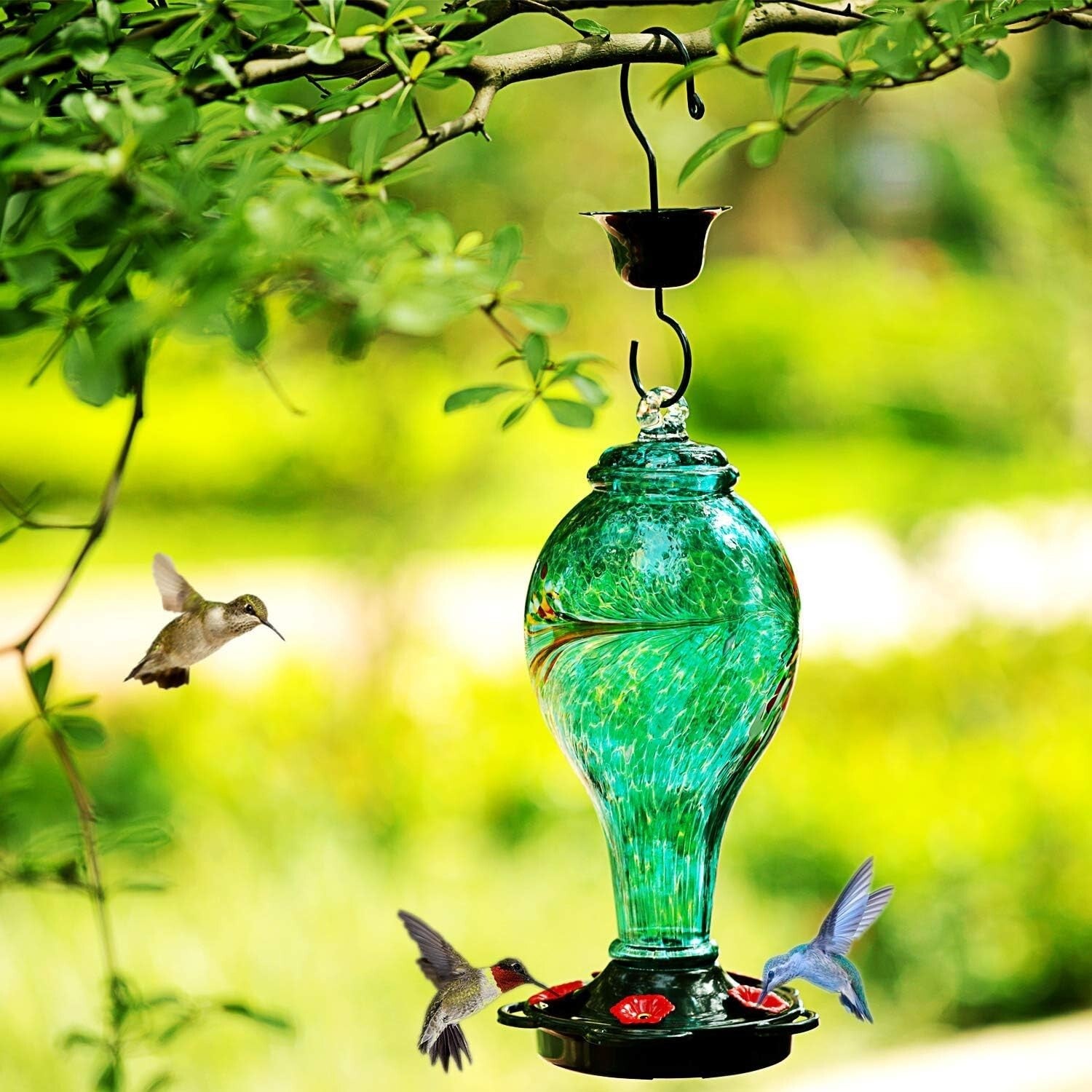 Durable 36oz Hanging Hummingbird Feeder with Easy Clean Design & Ant Barrier