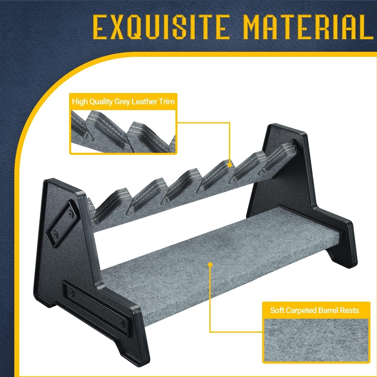 Premium 6-Gun Pistol Rack with Leather Trim - Organize Firearms Elegantly