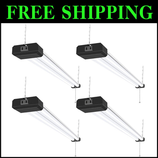 Energy-Efficient 4FT LED Utility Lights - Linkable & Easy Install for Workspaces