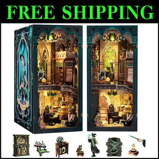 DIY 3D Wooden Book Nook Kit - Magical Miniature House Puzzle for Adults
