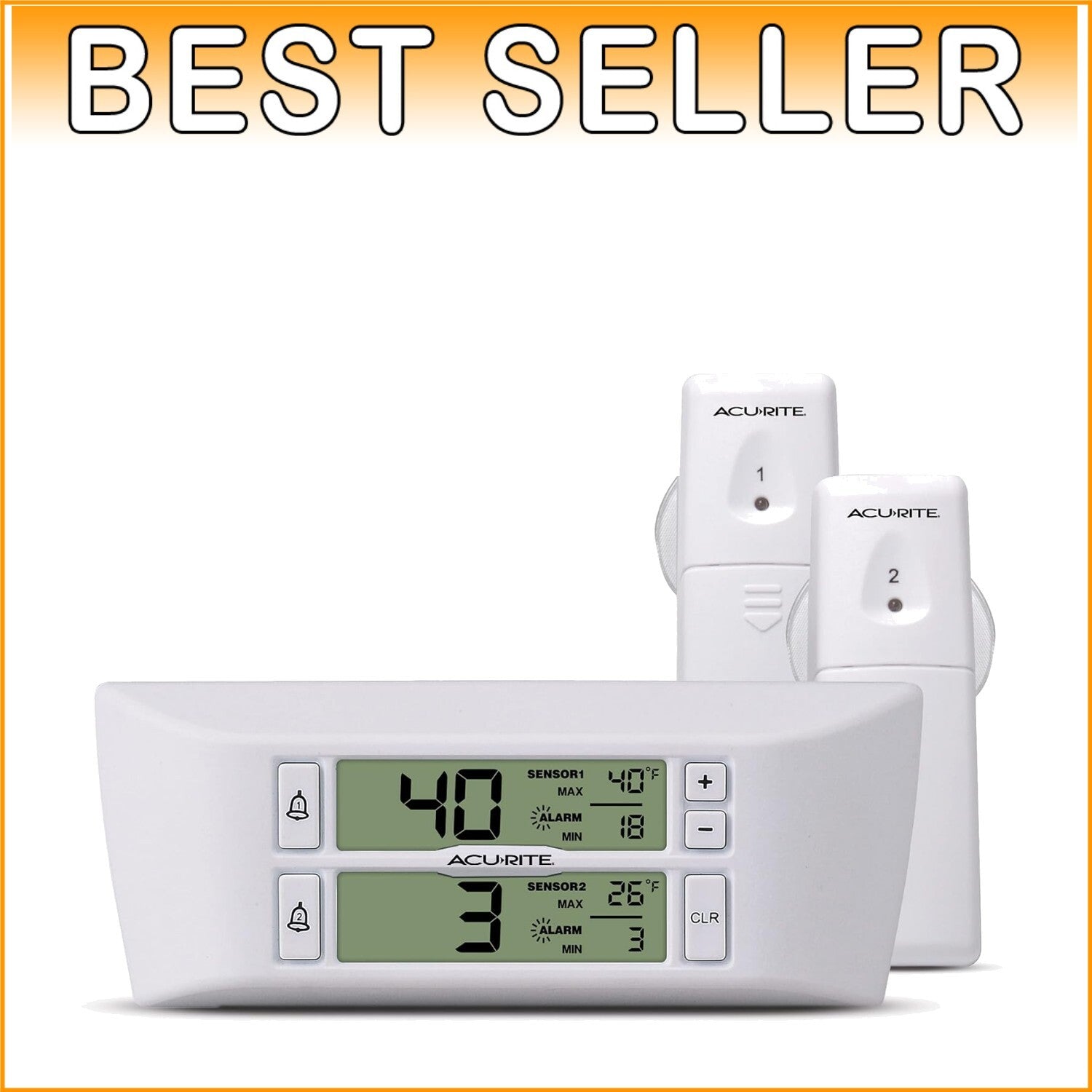 FDA-Certified Digital Wireless Thermometer for Fridge/Freezer with Custom Alarms