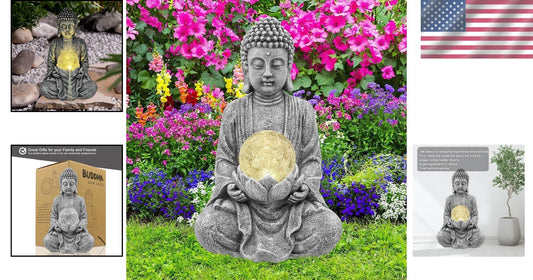 Charming Meditating Buddha Solar Light Sculpture – Perfect Gift for Garden