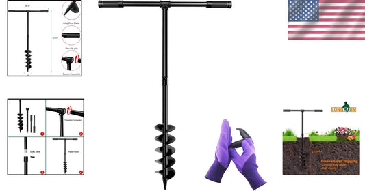 Eco-Friendly Hand Drill Auger - 4" Diameter for DIY Garden Projects