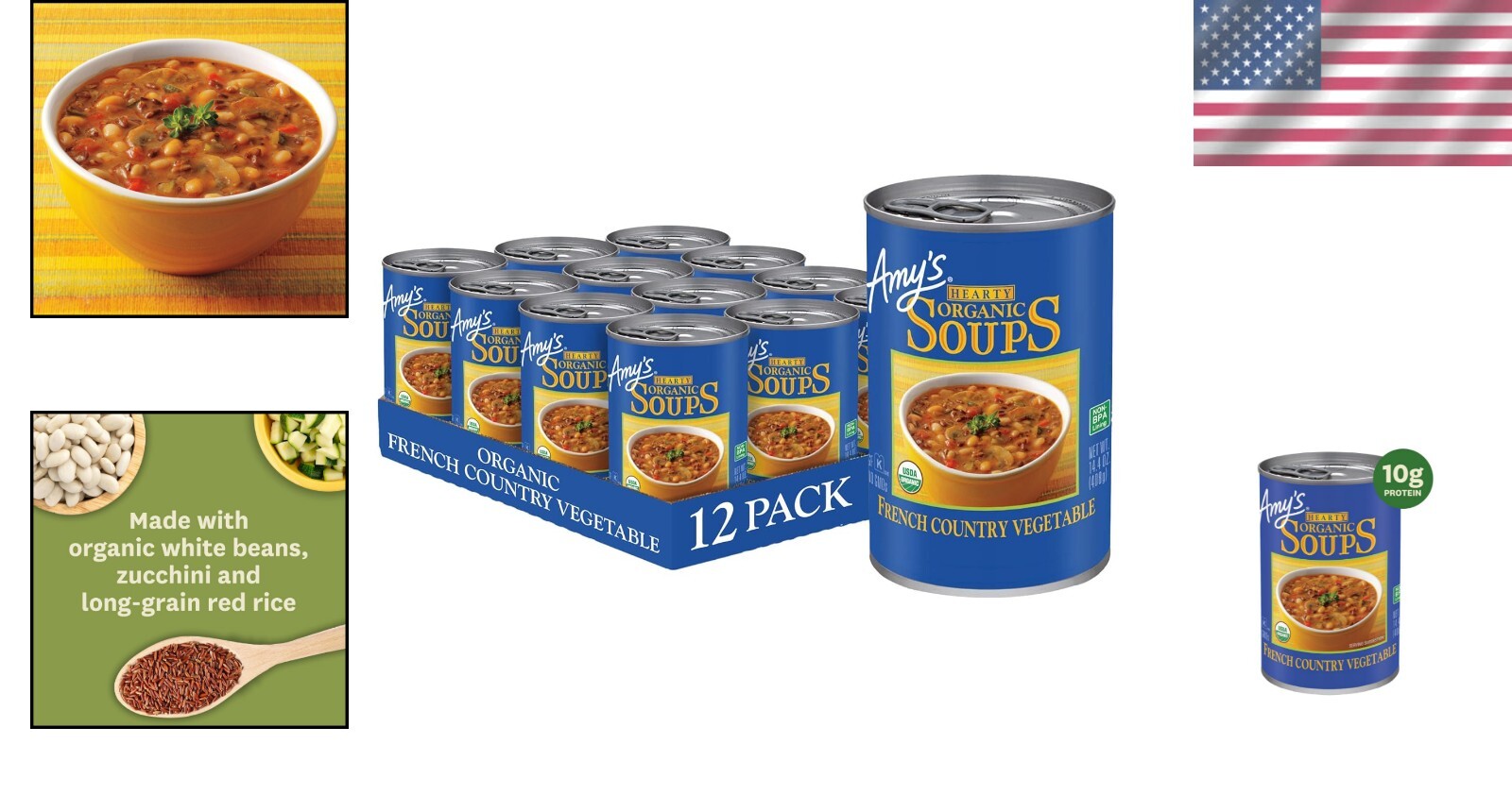 Amy's Hearty Organic French Country Vegetable Soup – Vegan, Gluten-Free 12 Pack