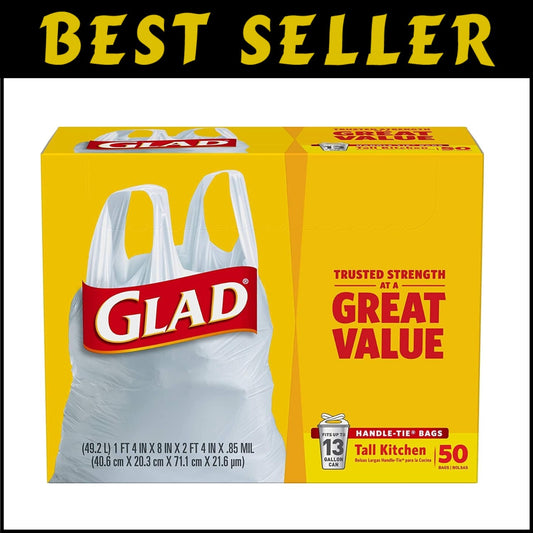 Unscented Heavy-Duty Kitchen Trash Bags with Handle-Tie Closure - 13 Gallons