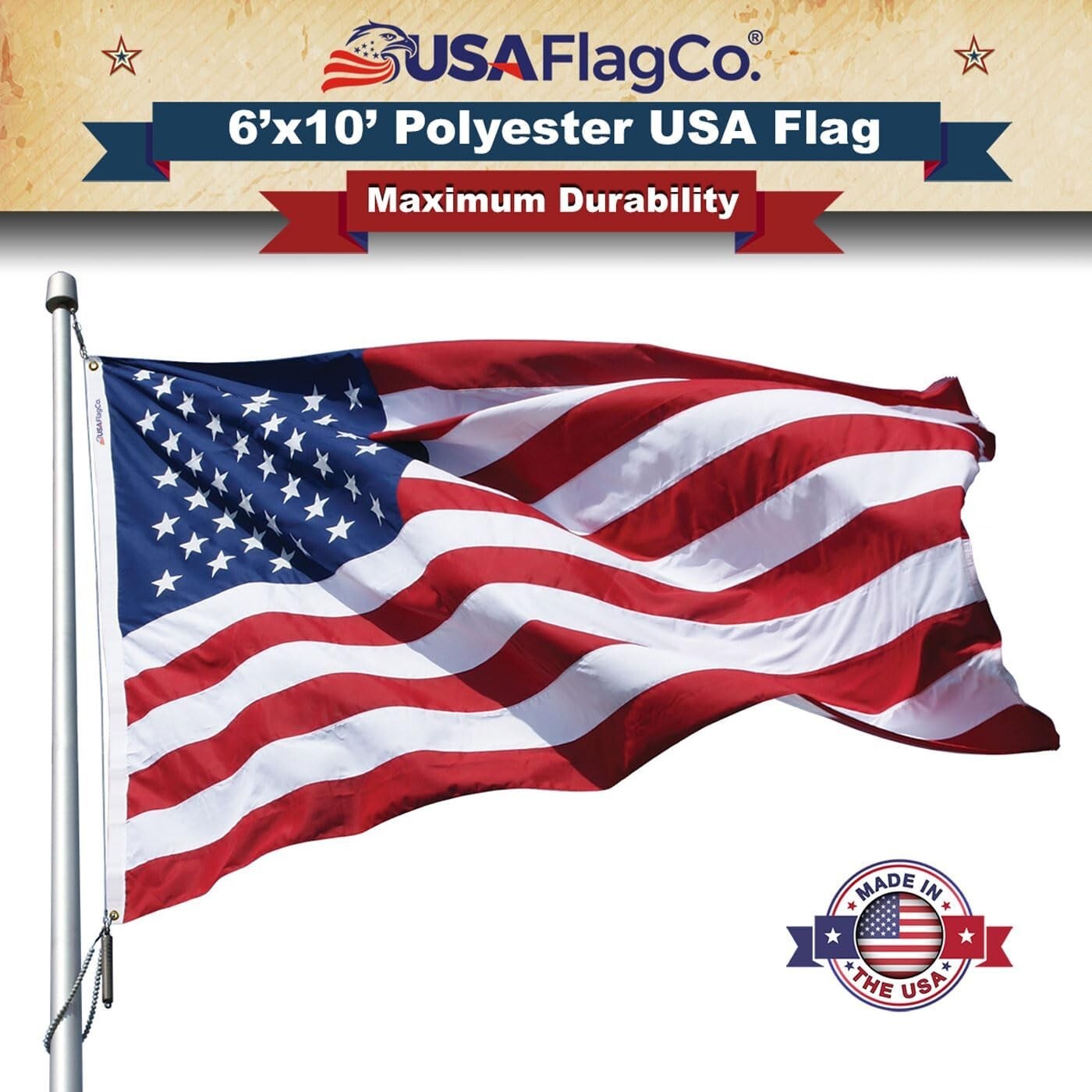 Durable 6'x10' Outdoor American Flag - Weatherproof & Fade Resistant Design