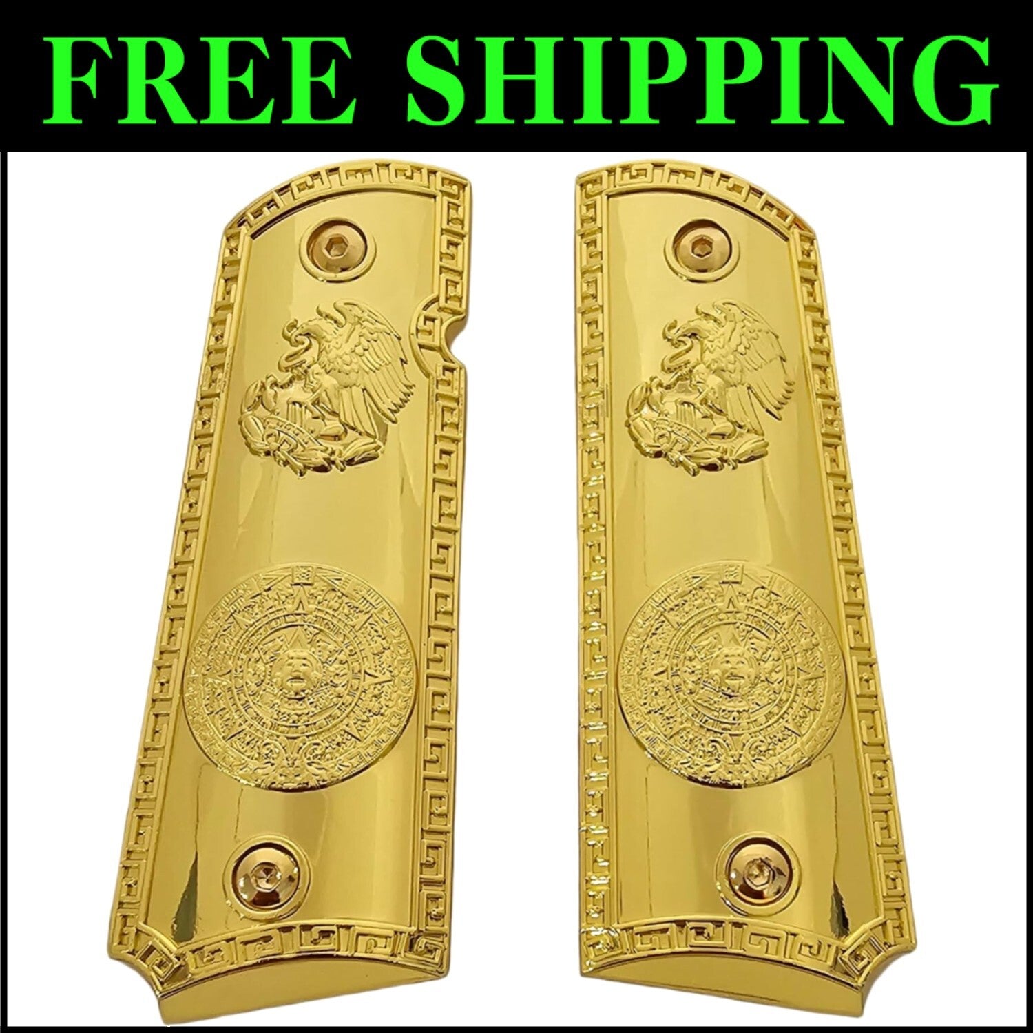 Luxury Gold-Plated 1911 Grips for Colt, Rock Island & More - Ambidextrous Design