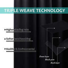 Load image into Gallery viewer, Black Lined 100% Blackout Curtains - Stylish Energy Saving Drapes, 2 Panels