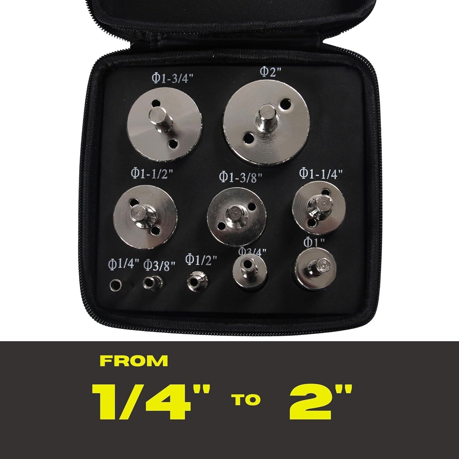 Diamond-Coated Drill Bits Set - 10 Sizes for Ultimate Precision in Remodeling