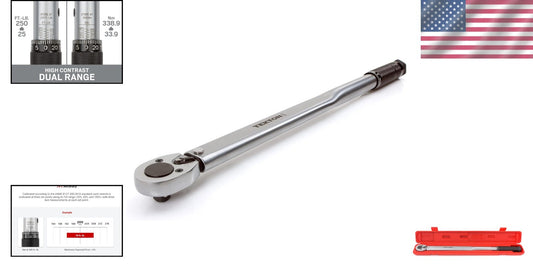 High-Contrast Torque Wrench, 1/2 Inch Drive, 25-250 ft.-lb. with Click Feedback