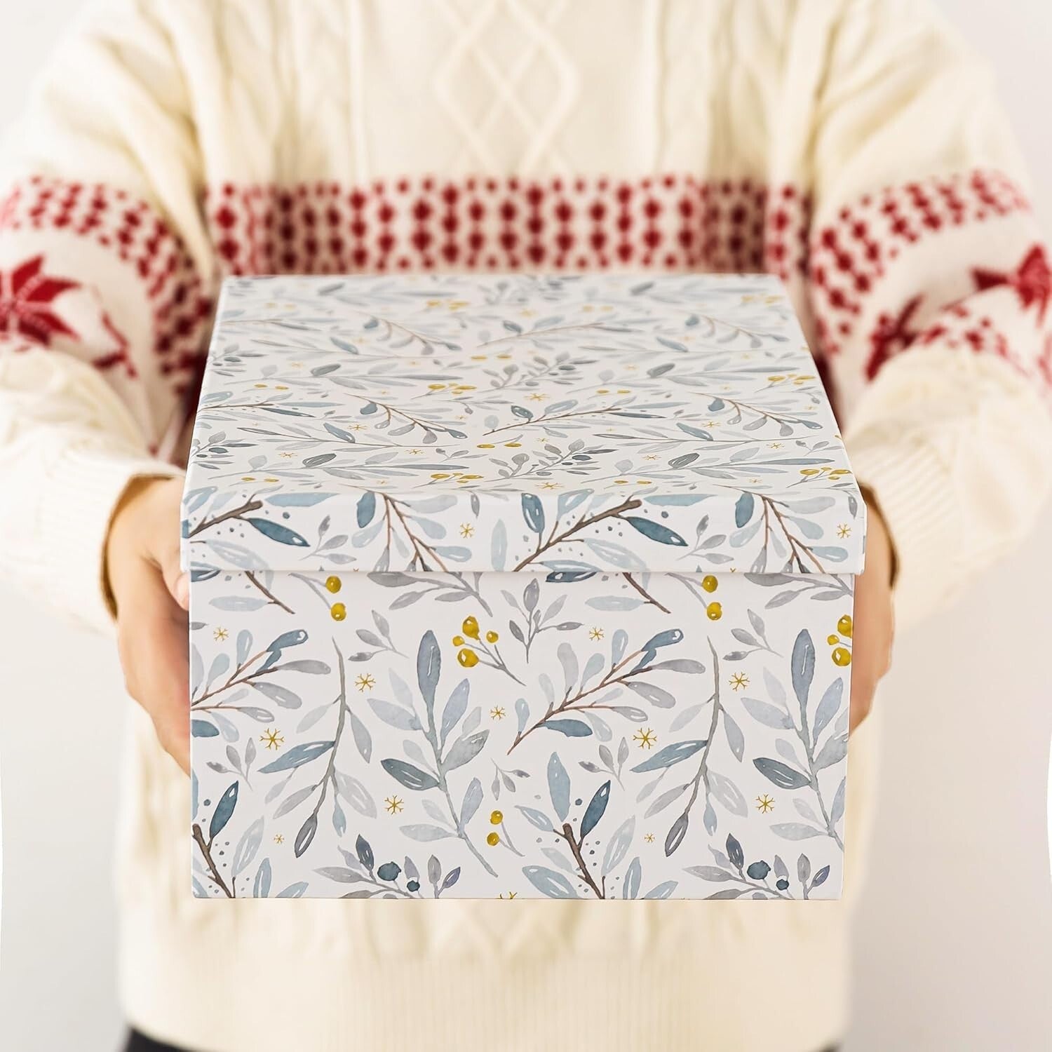 Elegant Winter Blossom Decorative Storage Box Set - 3 Nesting Keepsake Boxes