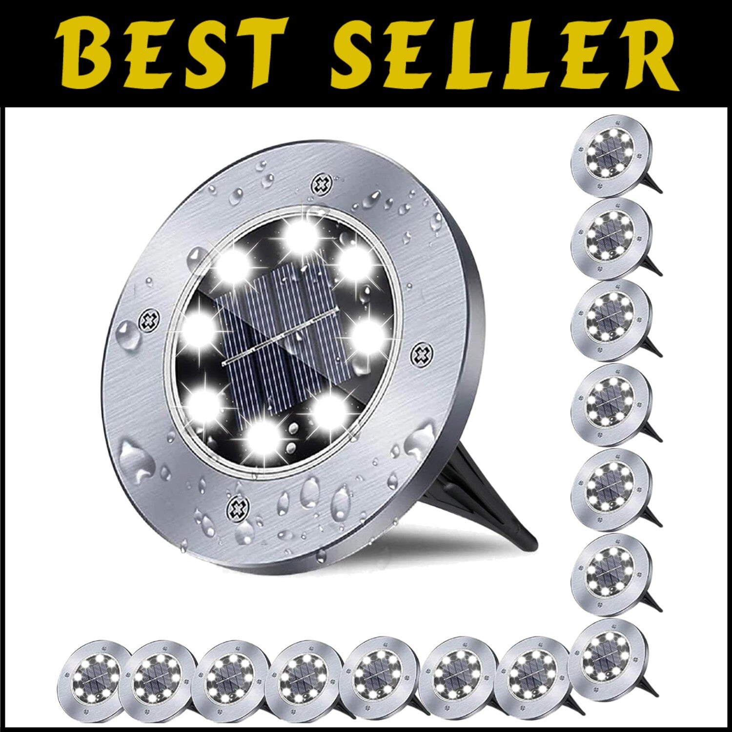 Stylish Waterproof Solar Garden Lights - 8 LEDs for Pathway & Deck (6 Pack)