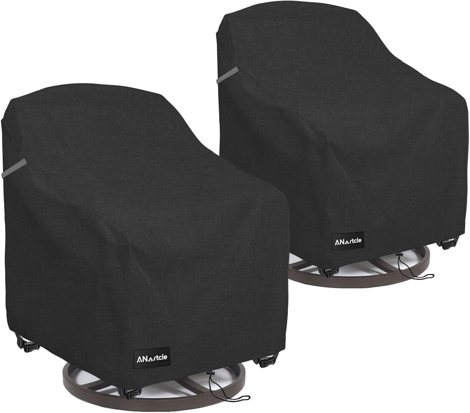 Secure-Fit Waterproof Swivel Patio Chair Covers, 2-Pack with Air Vents & Straps